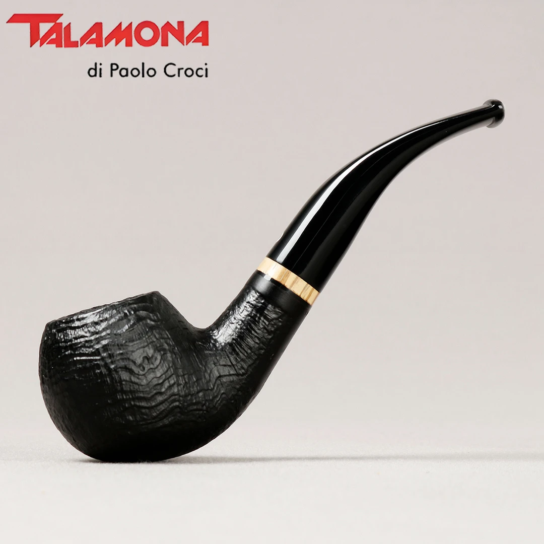 意大利塔拉莫纳 219 黑色喷砂苹果弯斗 9转3 石楠木烟斗