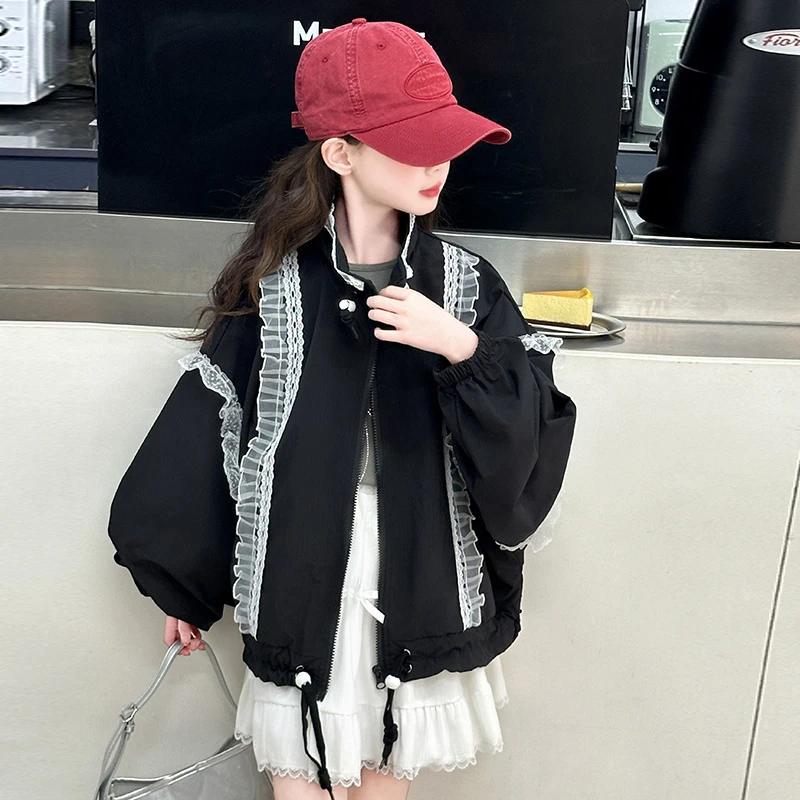 女童外套春秋款2025新款洋气时髦儿童休闲春装女大童韩系立领夹克