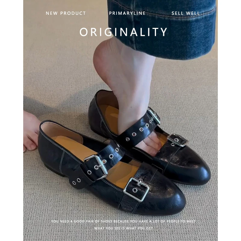 【DR设计师联名款】皮皮复古百搭一字带扣内增高玛丽珍甜酷风圆头浅