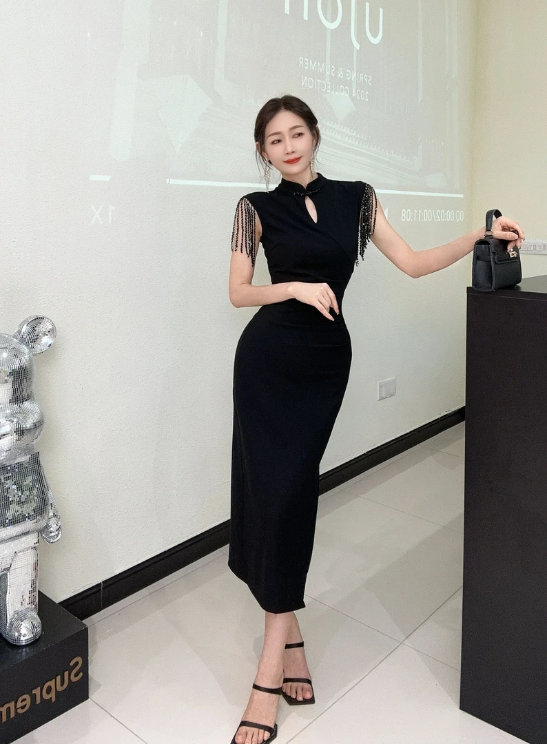 [春歌]新中式流苏改良版旗袍女夏季新款气质女主大牌裙子女显身材