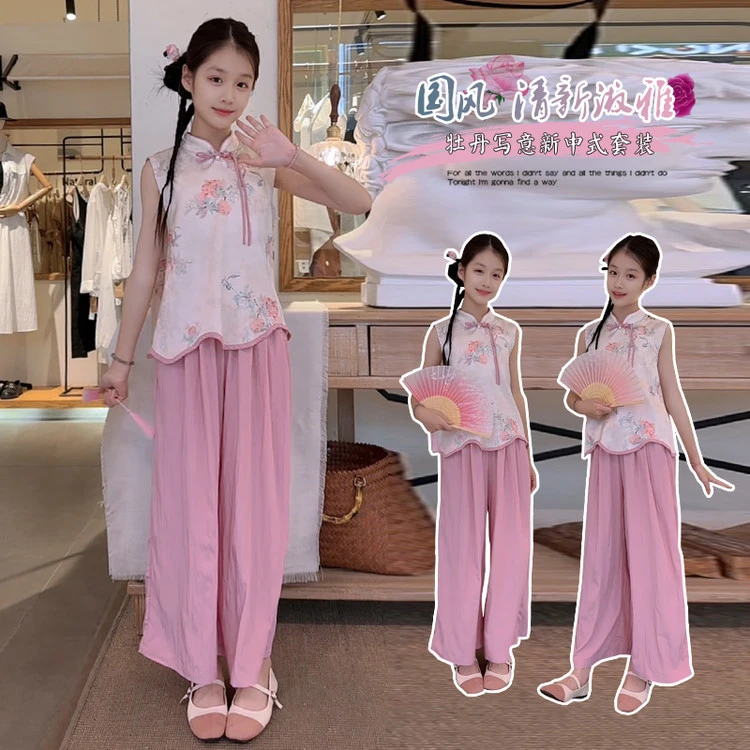 女童装2025新款洋气夏季套装宝宝衣服爆款时髦分体潮流短裤套装