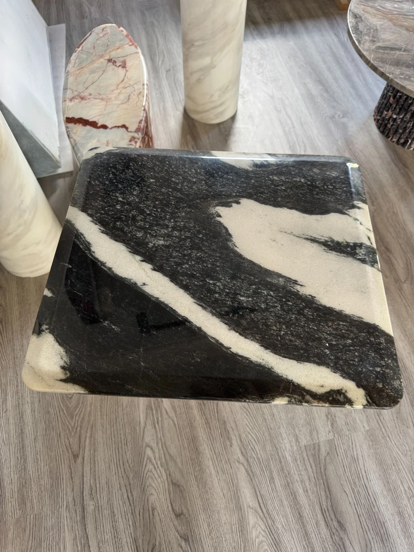 天然大理石熊猫白沙发边几轻奢现代客厅床头沙发大理石角几边几