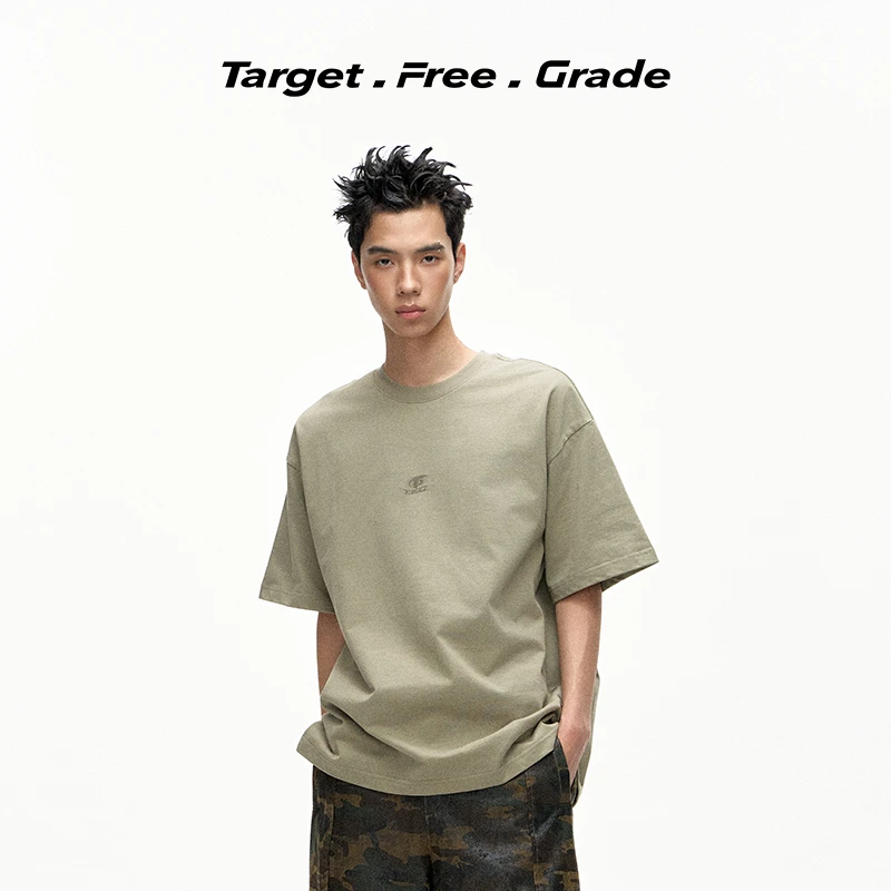 【王弘毅同款】TFG学院风字母印花基础宽松圆领纯棉情侣短袖T恤