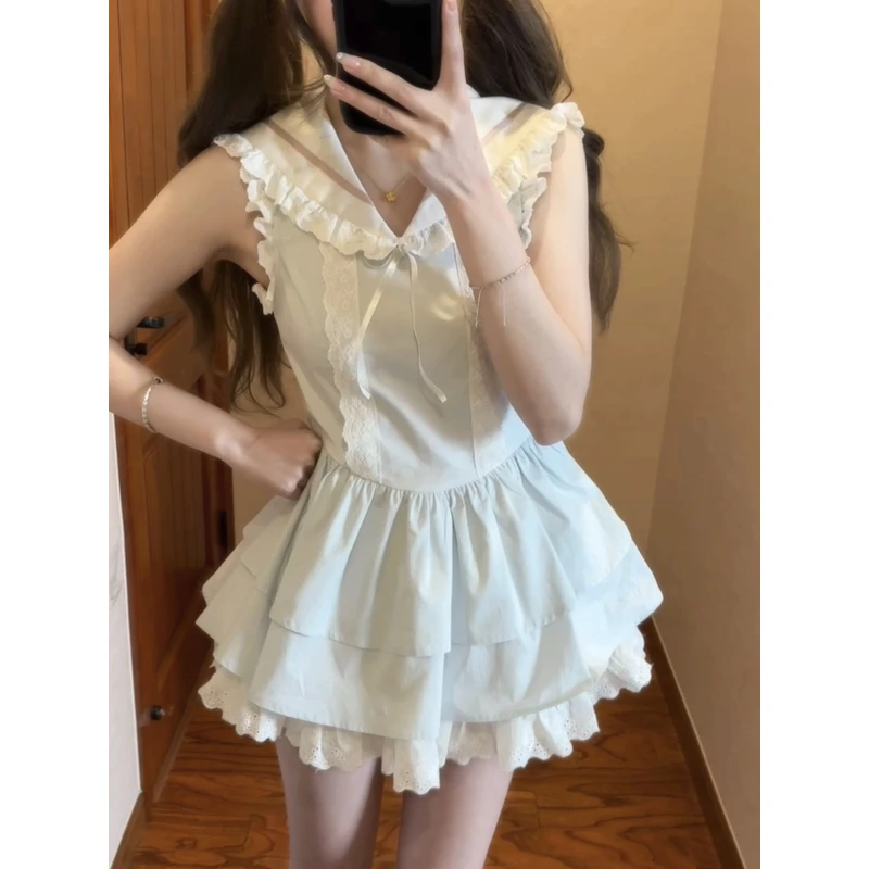 海军领小飞袖 可爱女儿服连衣裙Lo感