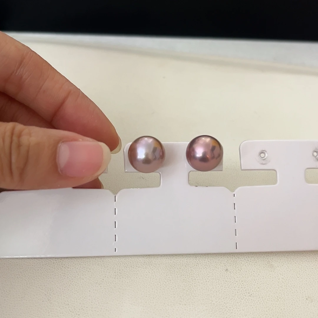 银S925镶嵌耳饰淡水珍珠妖紫12