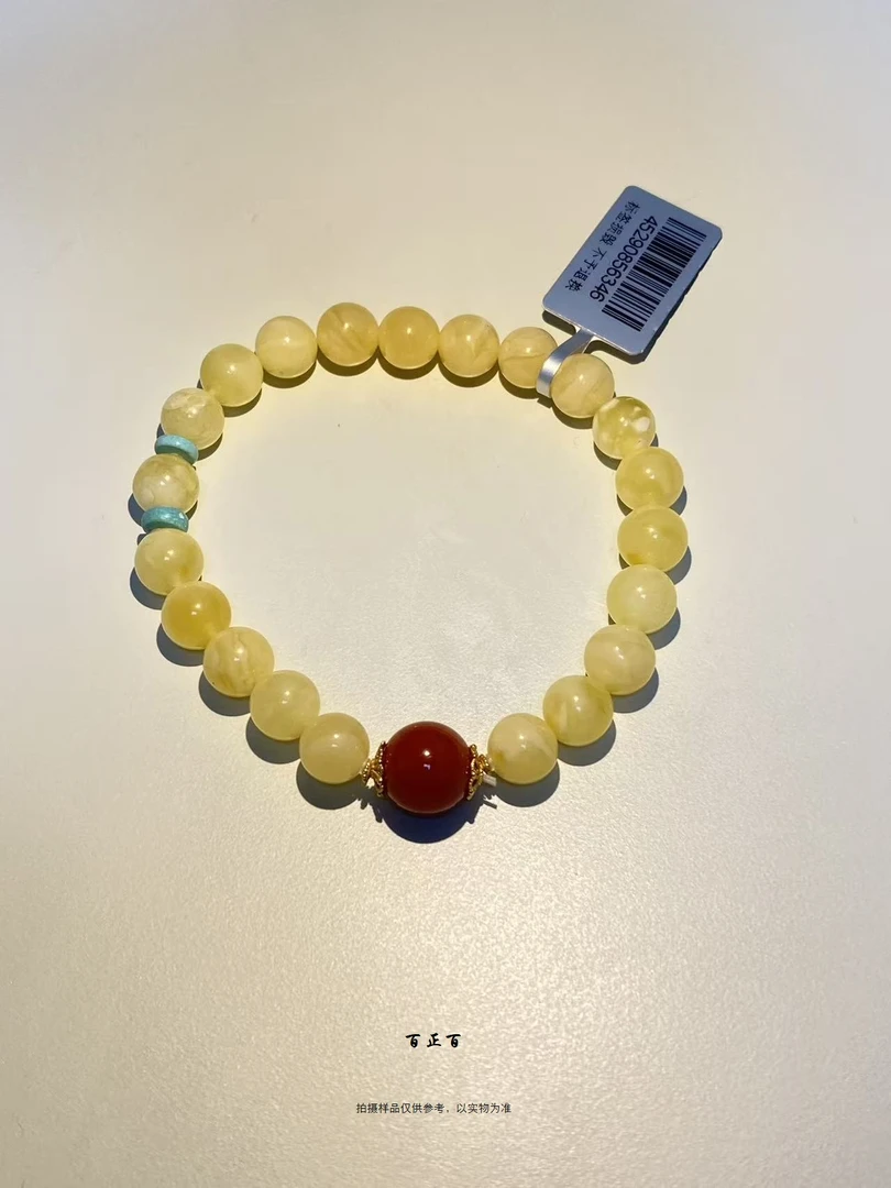 百正百 设计款天然蜜蜡单圈手串6346