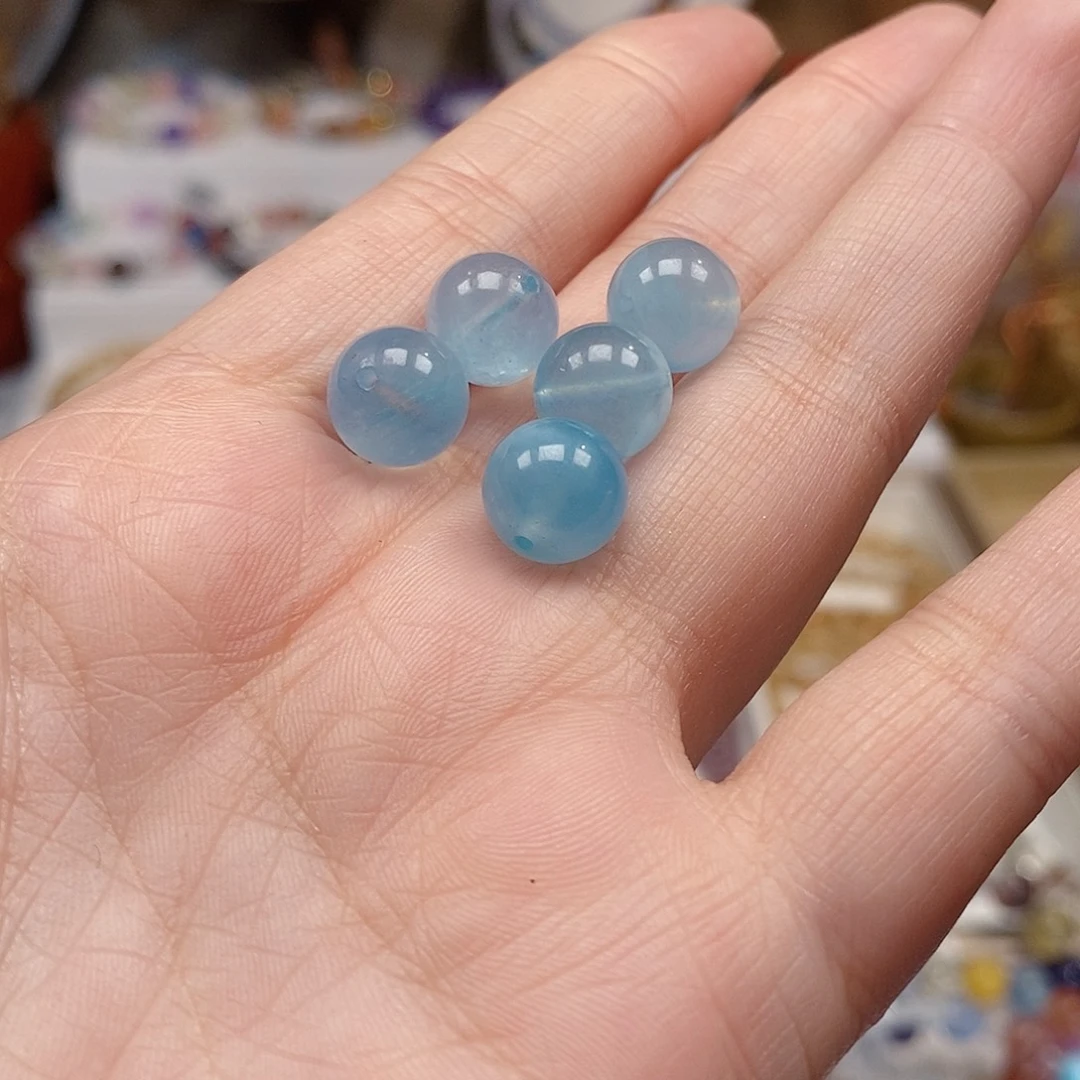未镶嵌手链水晶10mm海蓝宝散珠
