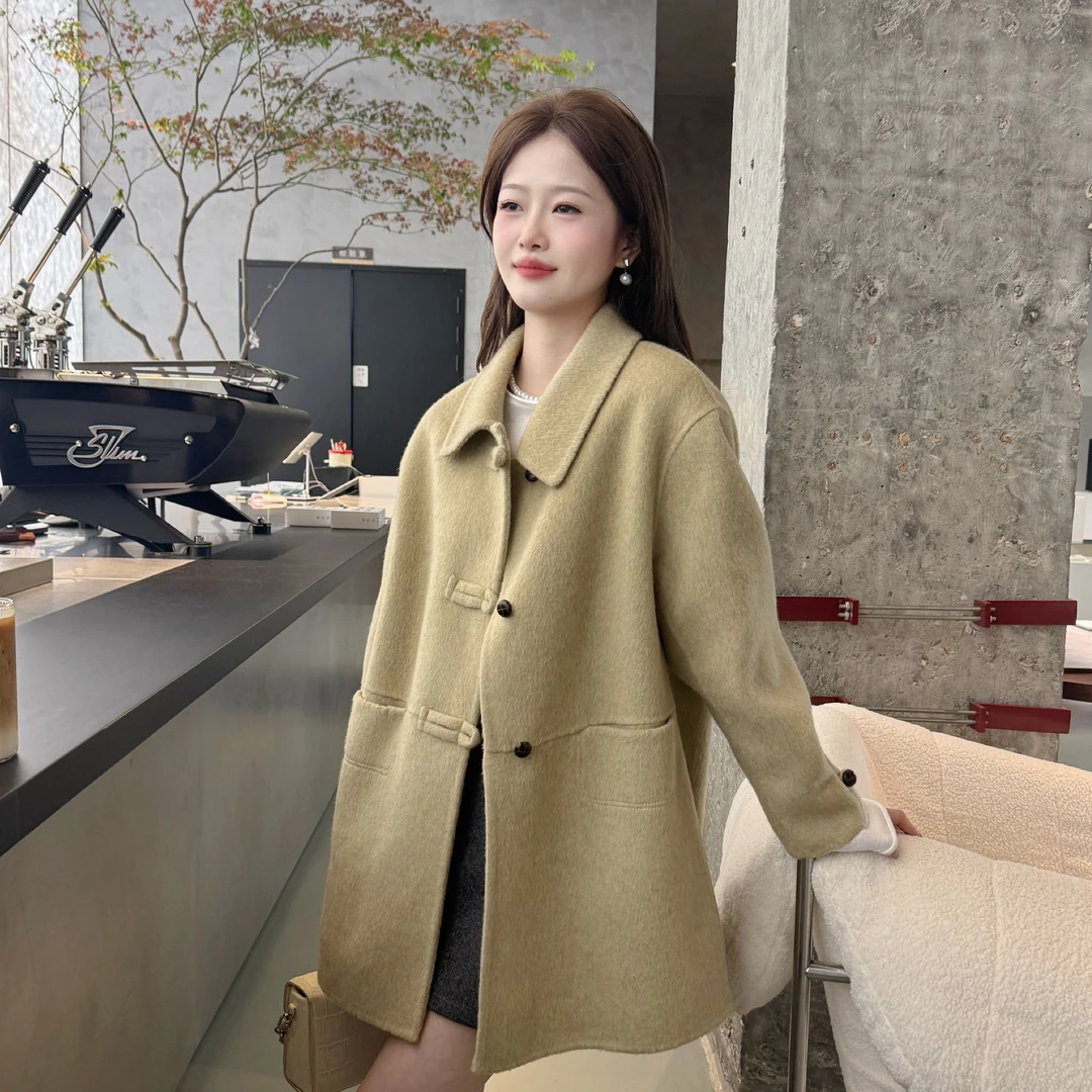 2025秋冬新款韩版百搭小个子定制简约时尚经双面羊毛大衣31415