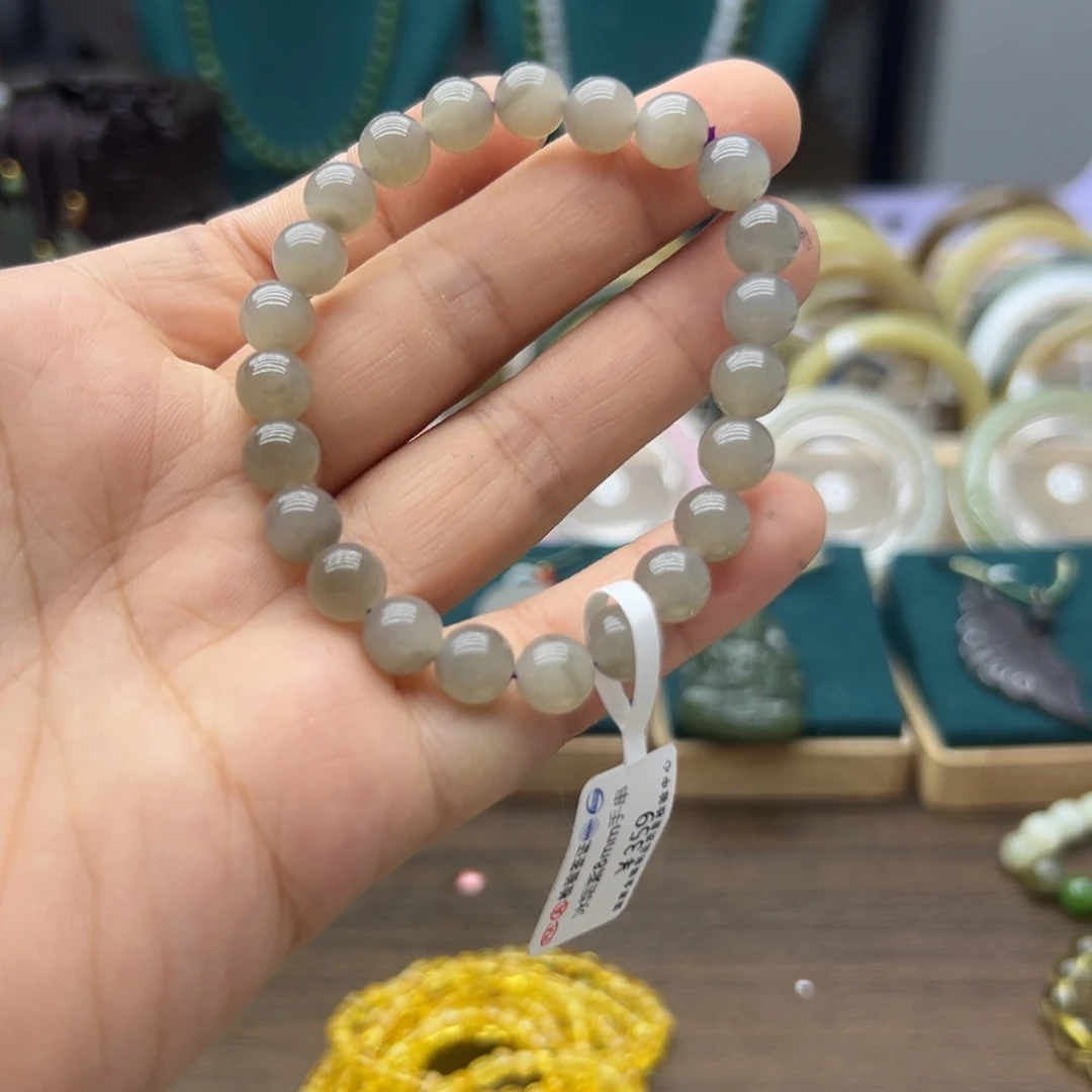 手串未镶嵌和田玉烟紫卡8