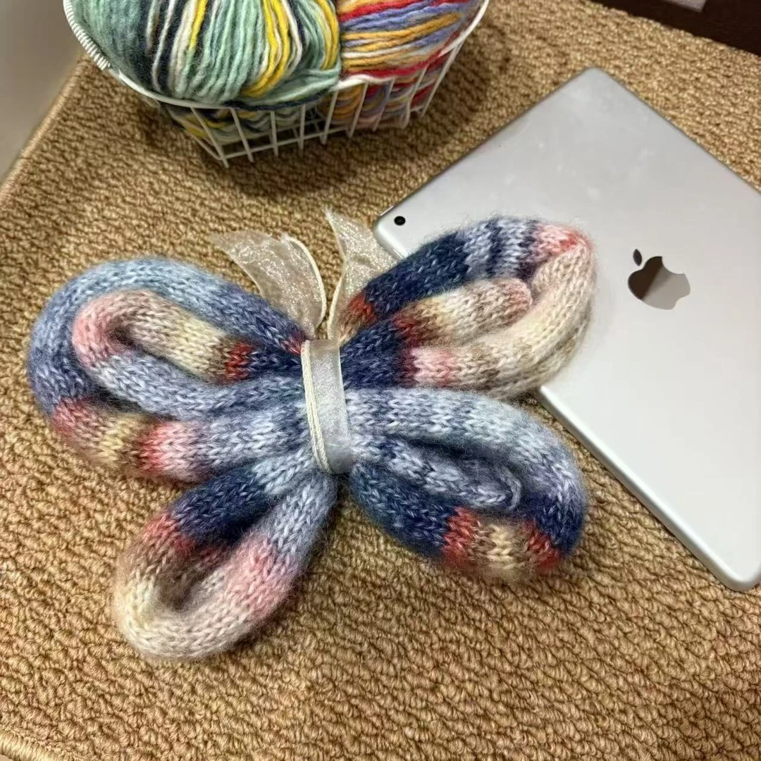 腊肠围巾毛线diy手工材料包彩色段染海马毛线乌梅子酱编织毛线