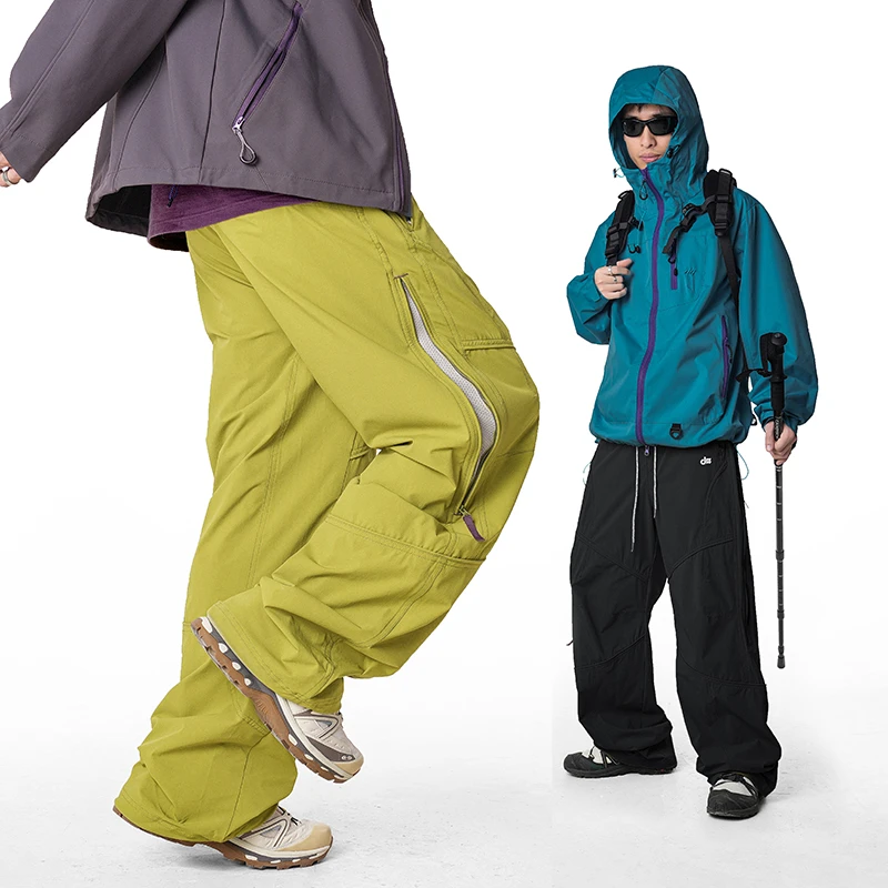 PAKA户外工装长裤夏山系排汗宽松直筒露营徒步爬山休闲裤男女同款