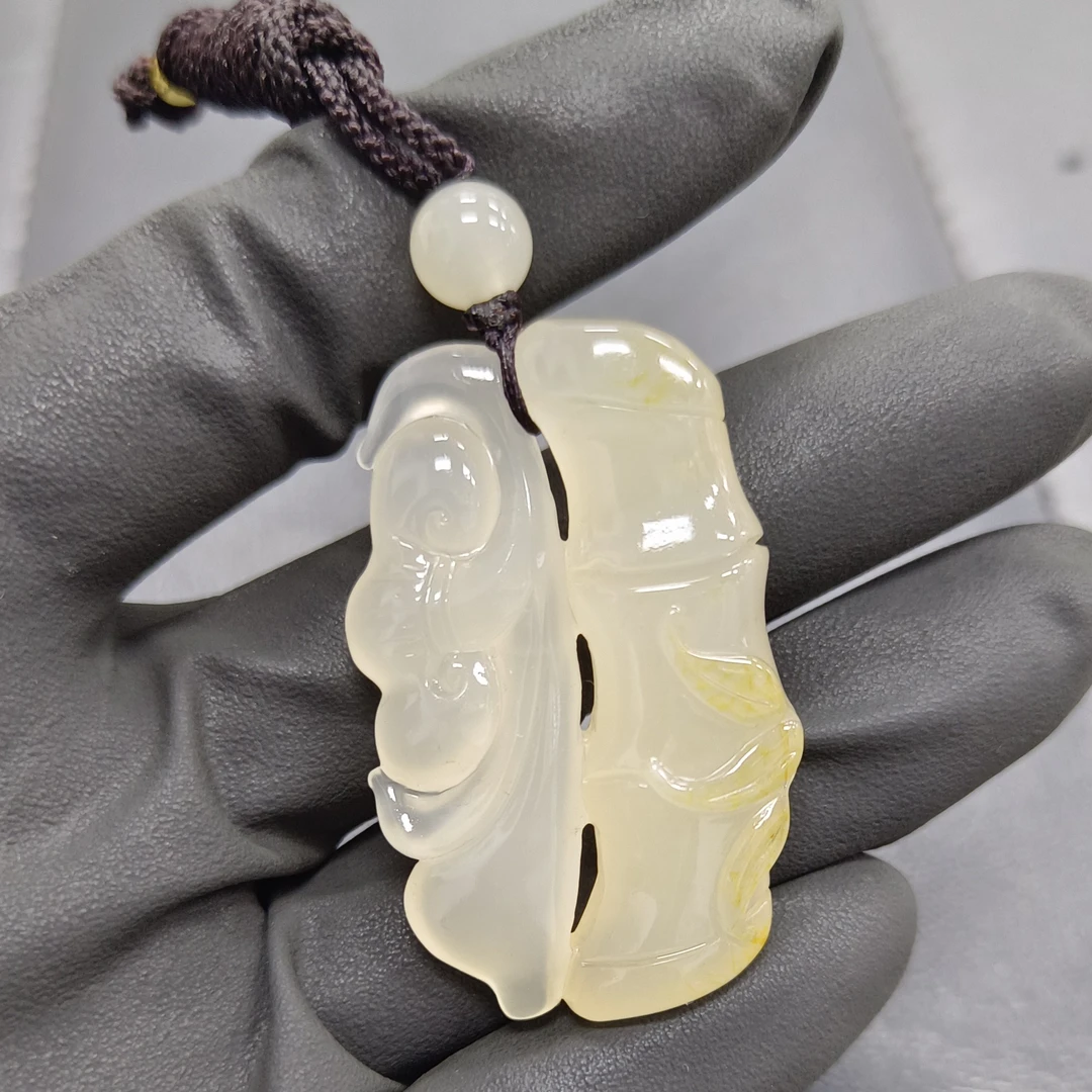 江津玉天然富硒玉【玉雕竹节】，男女挂件，吊坠，节节高升，平安吉祥