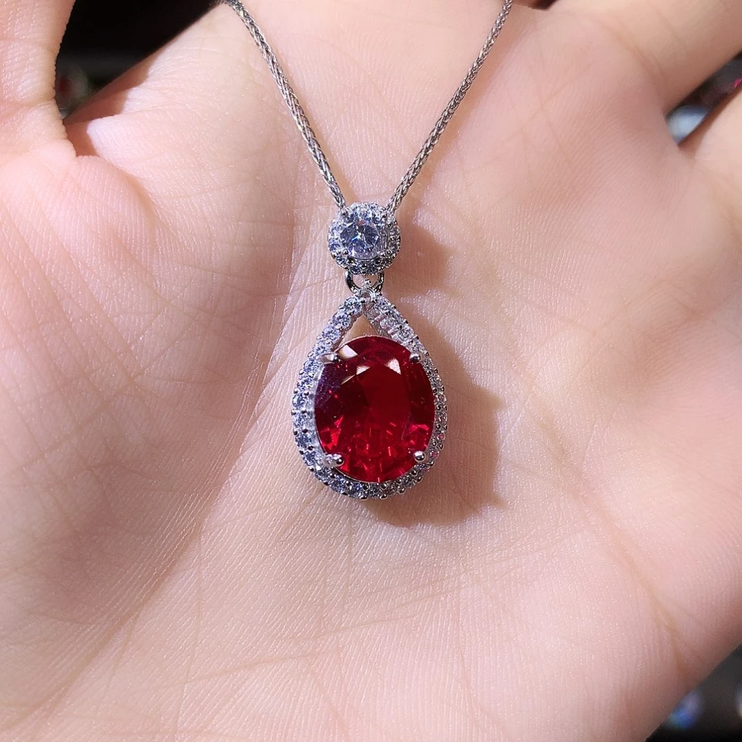 无吊坠925银鸽血红色吊坠