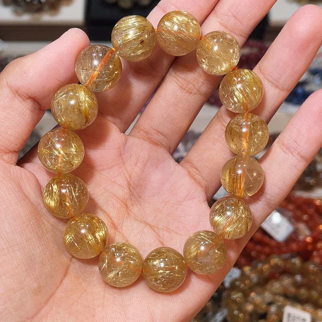 连***讯未镶嵌发晶手串发晶13mm