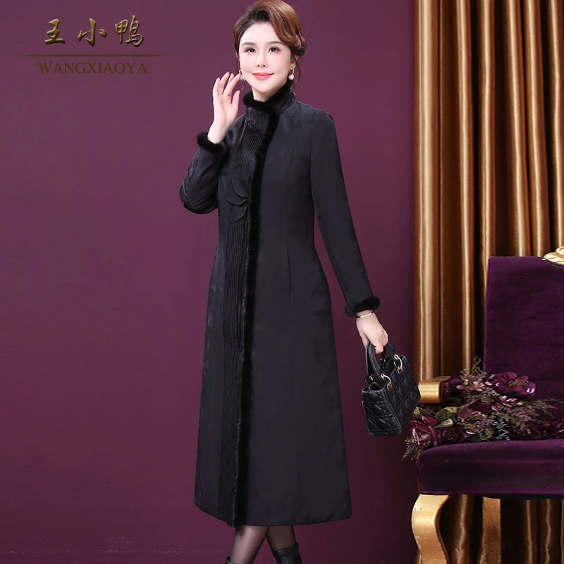 王小鸭正品冬季新款鸭绒羽绒服女重工水貂领大气保暖加厚外套