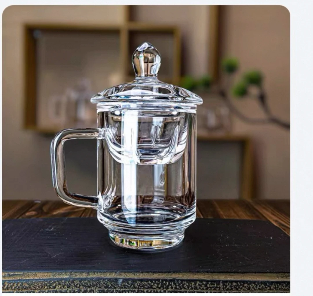 正宗东海杯原矿水晶茶杯带把手养生杯纯手工原石酒杯男士老板办公