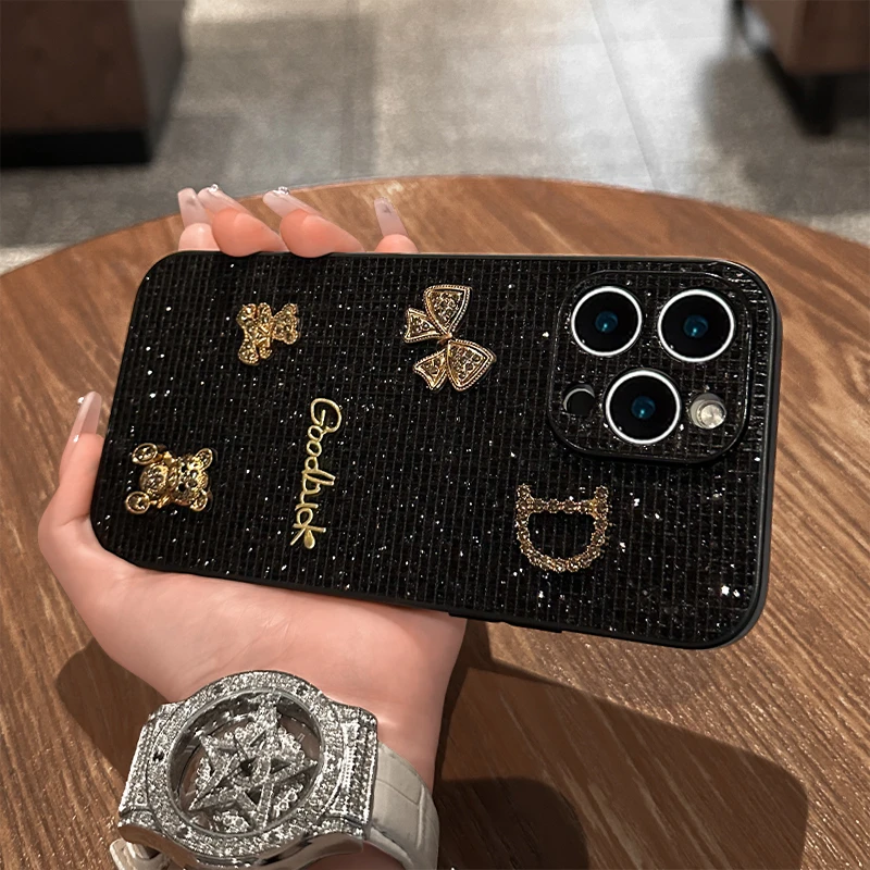 小熊公仔适用苹果16华为vivo/oppo小米iPhone17闪钻高级感手机壳
