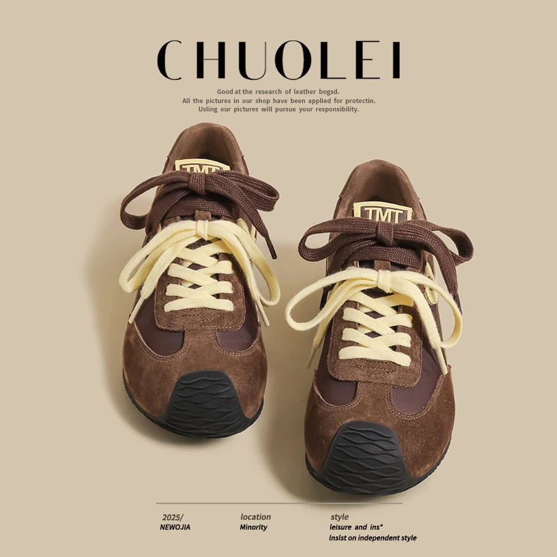 复古德训鞋女2025夏季新款棕色丑萌小众王一博爆款阿甘运动老爹鞋