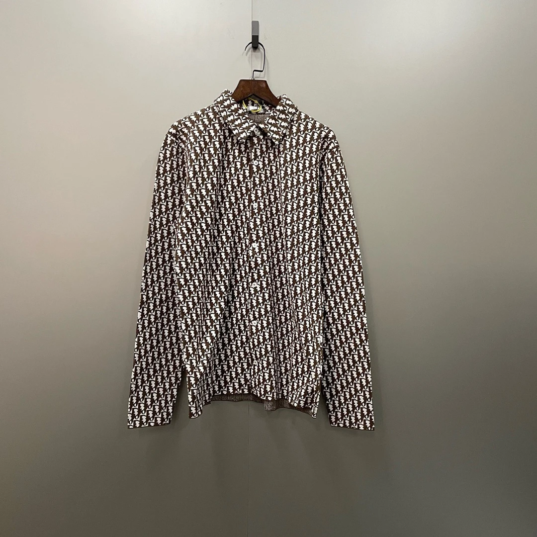 未使用 DIOR/迪奥 yy 棕色满印老花衬衫 XS码 S码 M码/300577