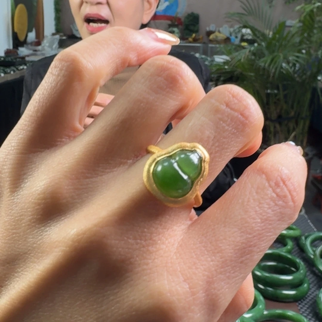 和田玉（碧玉）银S925镶嵌戒指