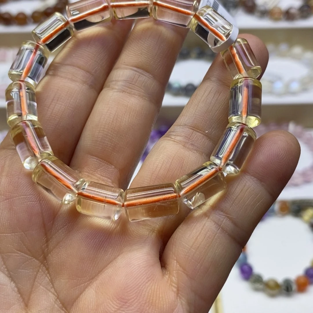 水晶手链未镶嵌巴西黄桶珠