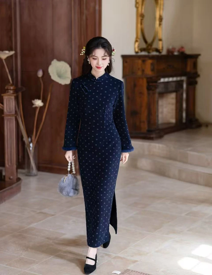 江南春【星辰】冬款文艺气质修身高端日常旗袍奢华气质