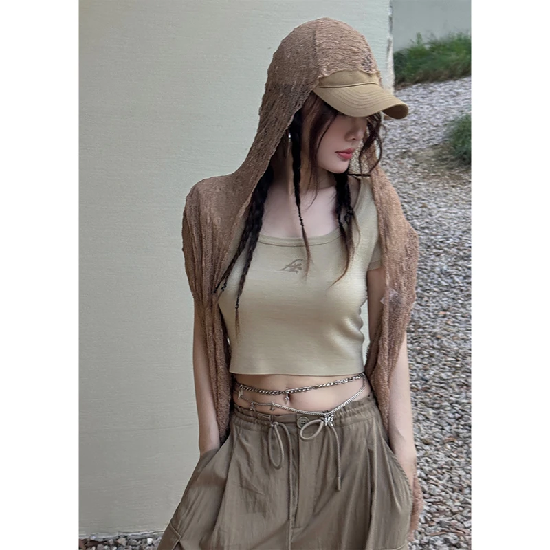 Lulusmiracle【蚀光旅人】废土风小众设计感露腰针织衫显瘦个性套装