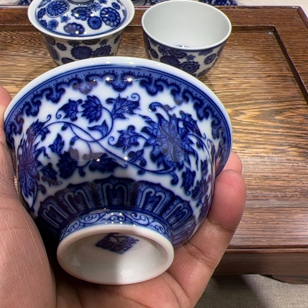 用****健压手杯缠枝莲微瑕