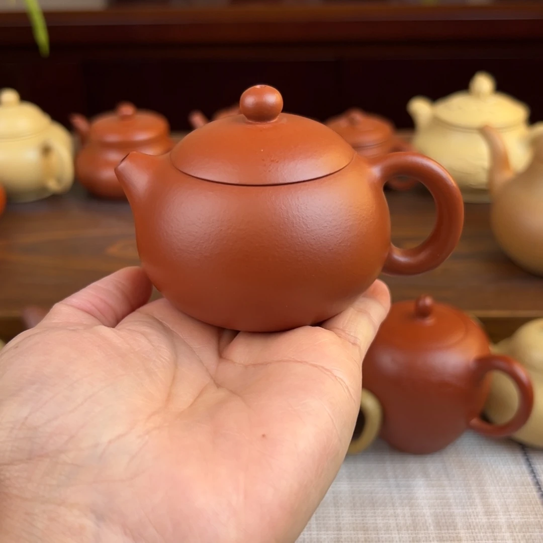 男***强茶壶紫砂朱泥西施半手微瑕110cc
