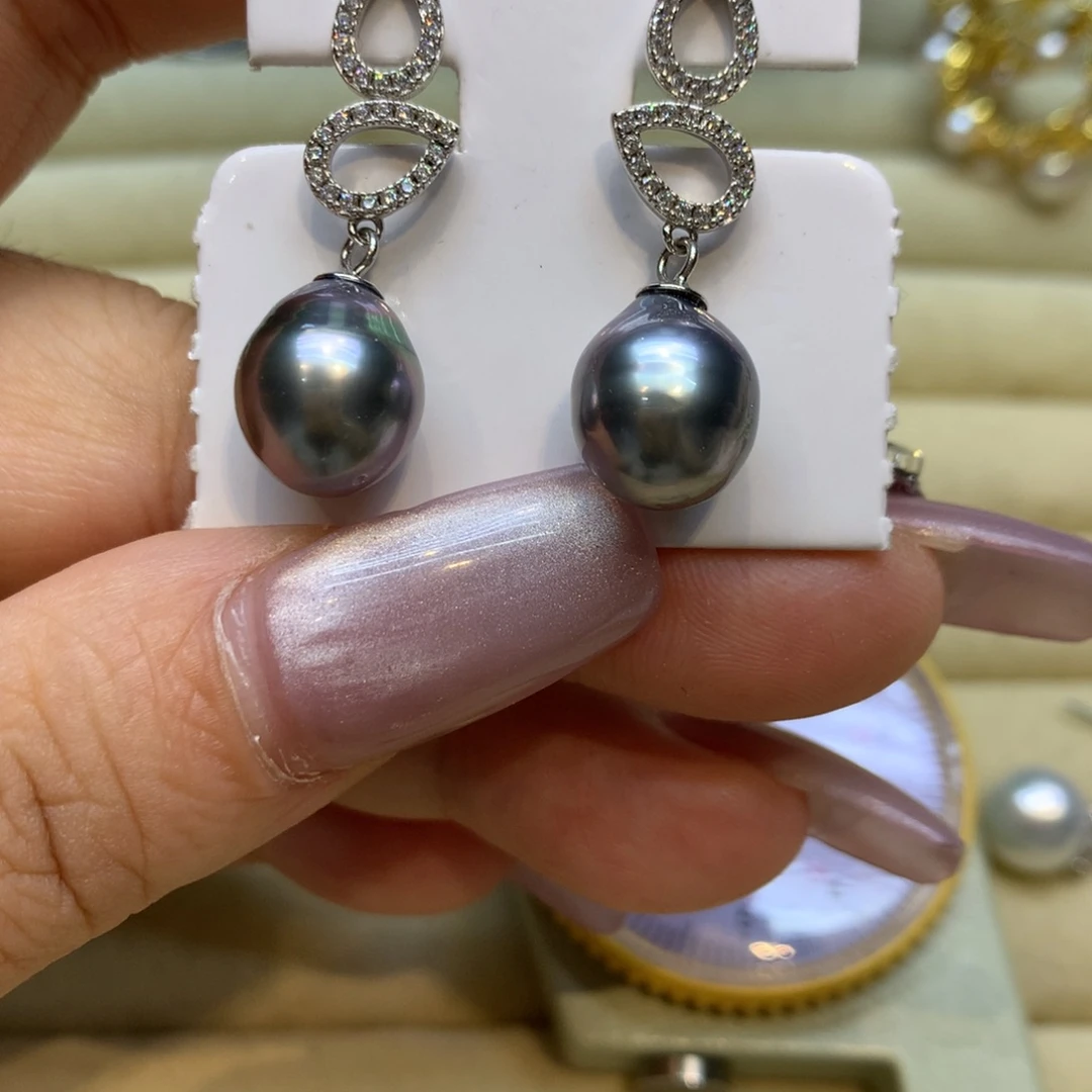 银S925镶嵌耳饰海水珍珠