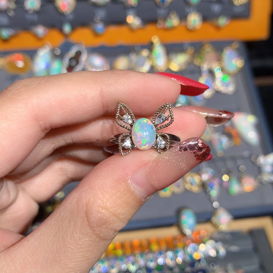 银S925镶嵌欧泊欧泊戒指y