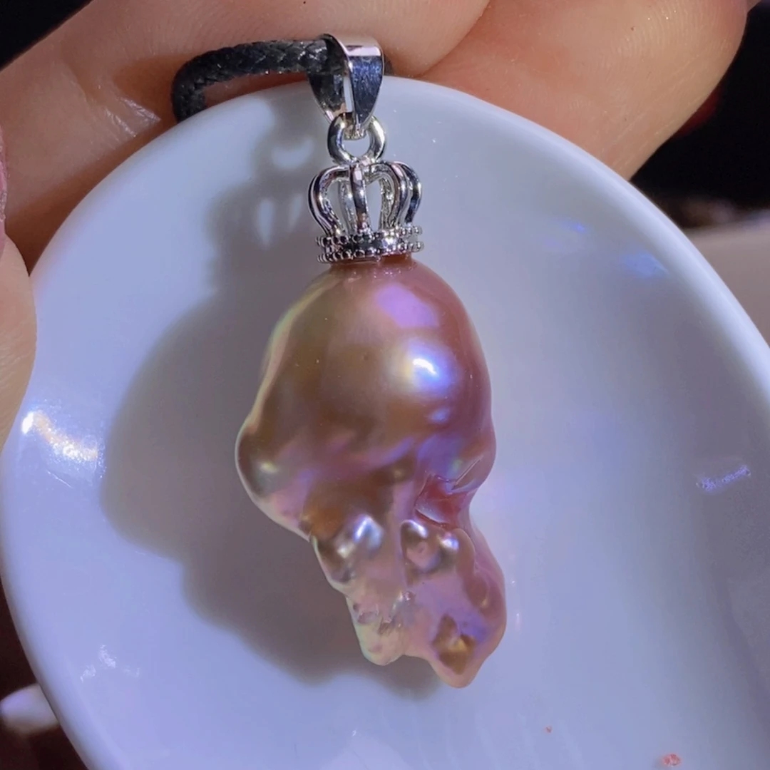 银S925镶嵌淡水珍珠天然淡水珍珠无染色无优化