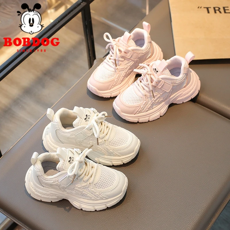Bobdog/巴布豆运动鞋跑步鞋2025春秋款透气网面老爹鞋防滑休闲鞋