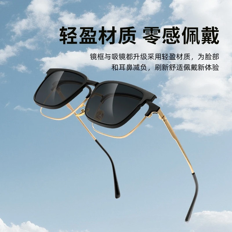 半钛近视套镜磁吸墨镜眼镜近视男偏光配度数高级感大框舒适大脸款