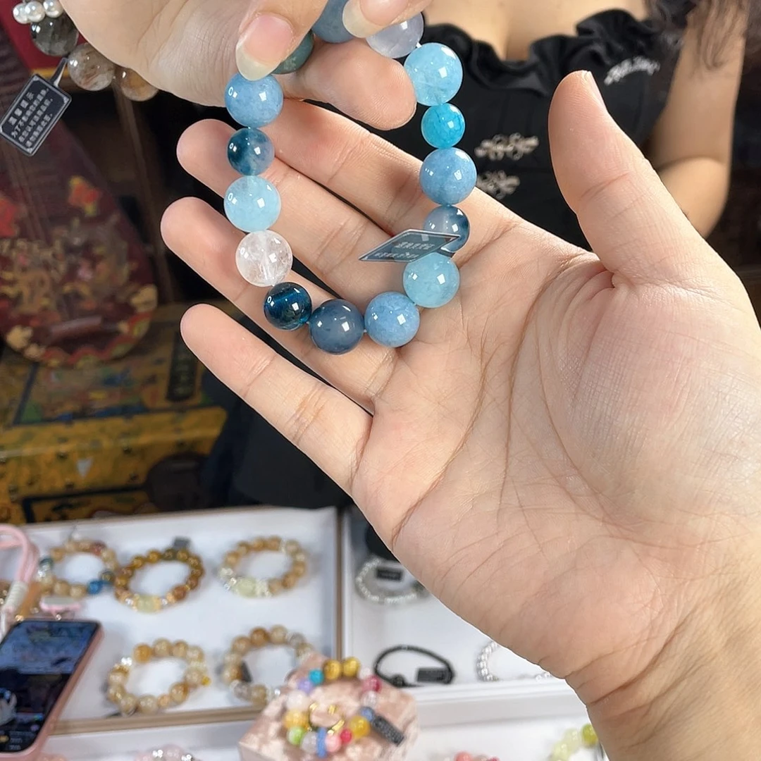 水晶手链银S925镀金镶嵌