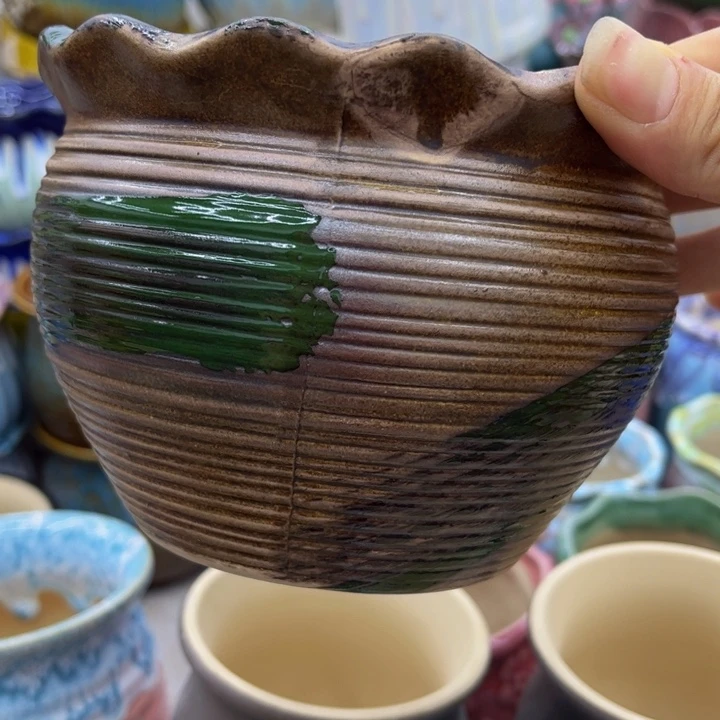 多肉绿植陶瓷花盆9.9包邮，有孔