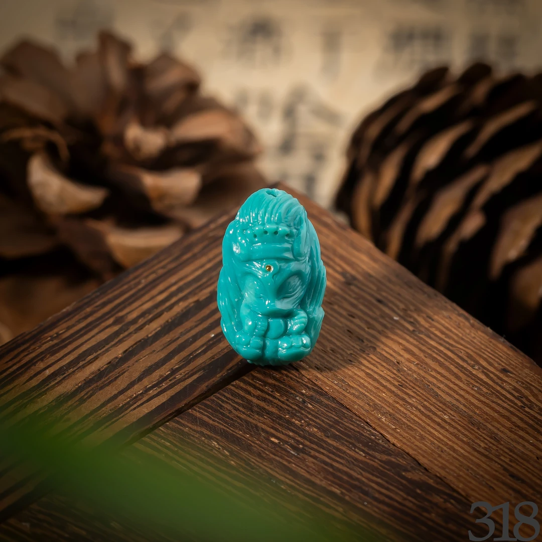 【世间臻宝】绿松雕刻件/10*17*7mm/多样性发一件/SS318/孤