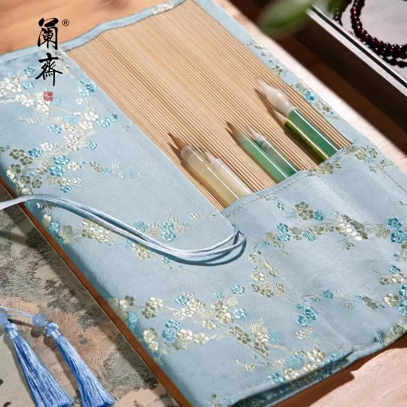 手工笔帘文房四宝多功能便携收纳袋笔袋送礼书法套装学生毛笔古风