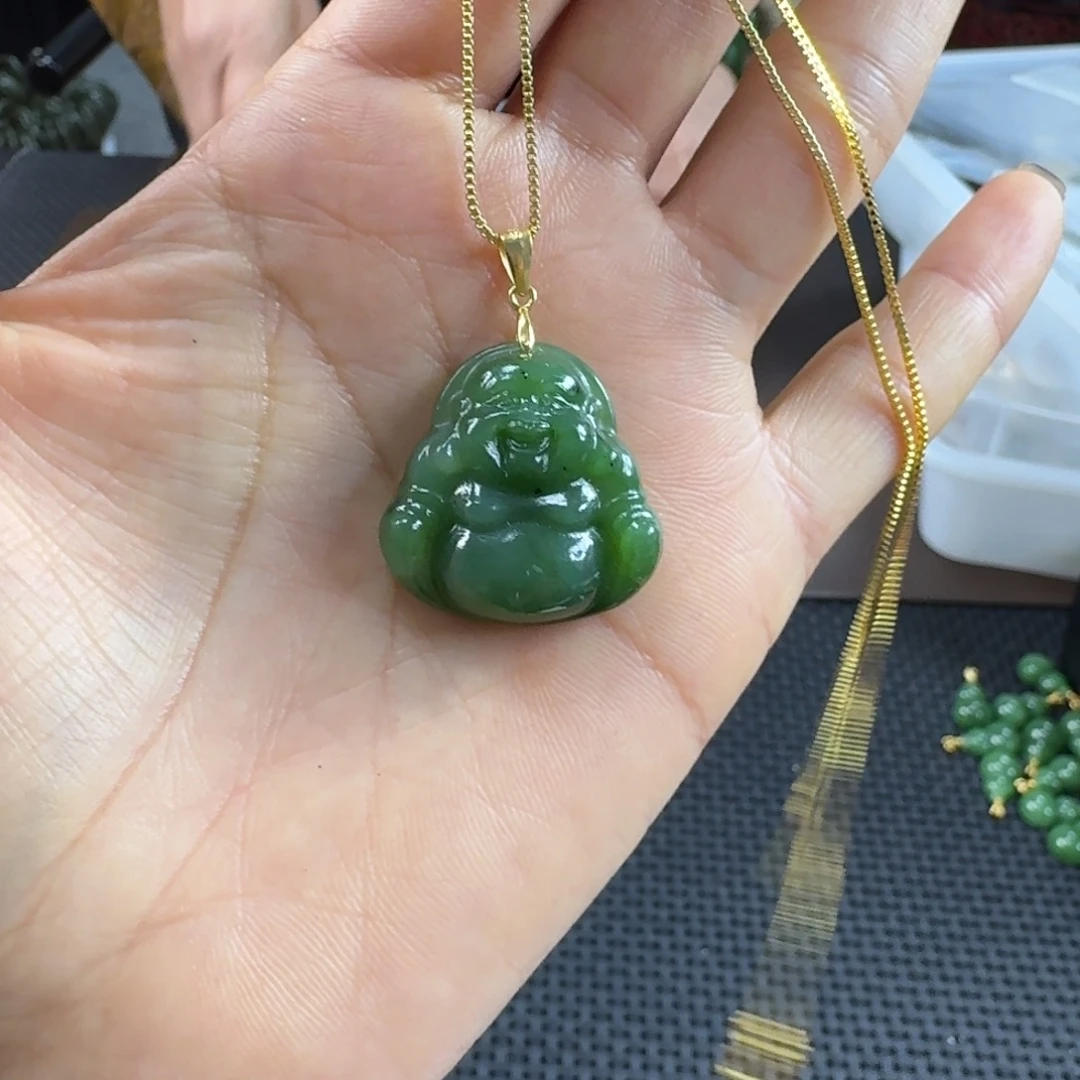 和田玉（碧玉）银S925镶嵌颈饰25