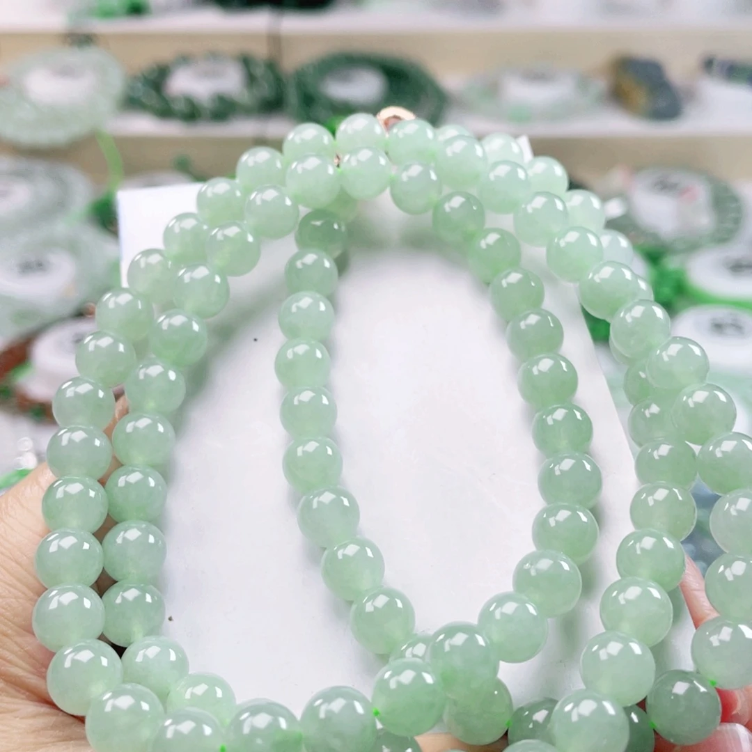 翡翠未镶嵌项链天然翡翠项链7.7mm左右