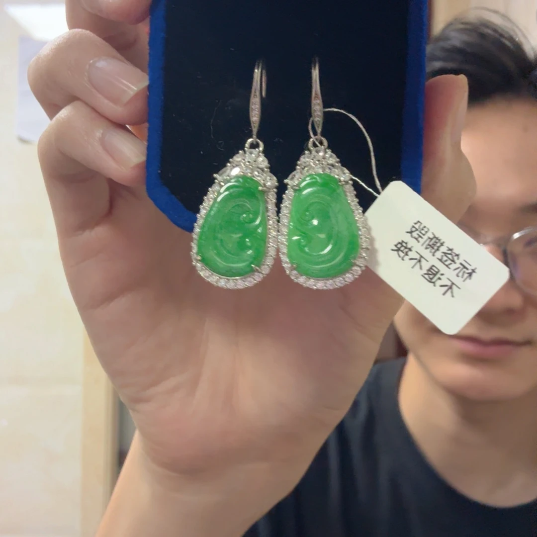 翡翠银S925镶嵌颈饰耳饰