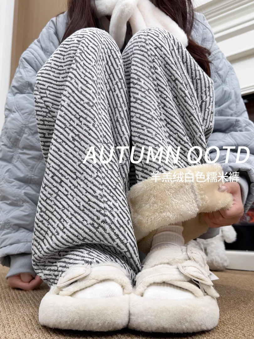 大码雪尼尔加绒弯刀裤秋冬加厚女装裤子胖mm显瘦款裤子显瘦阔腿裤