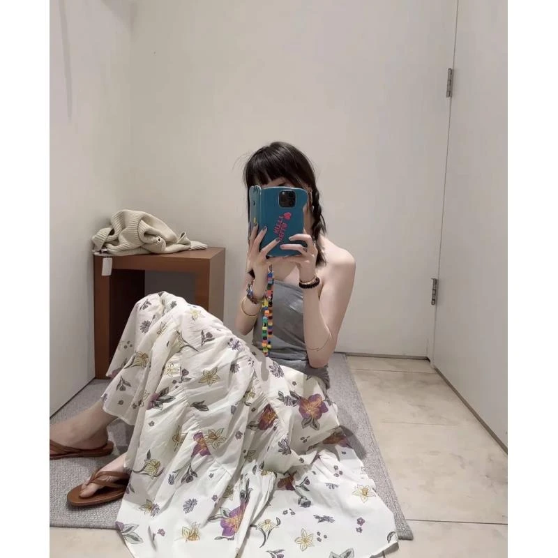 水洗定制棉花色法式时尚百搭夏季显瘦中式长裙 632