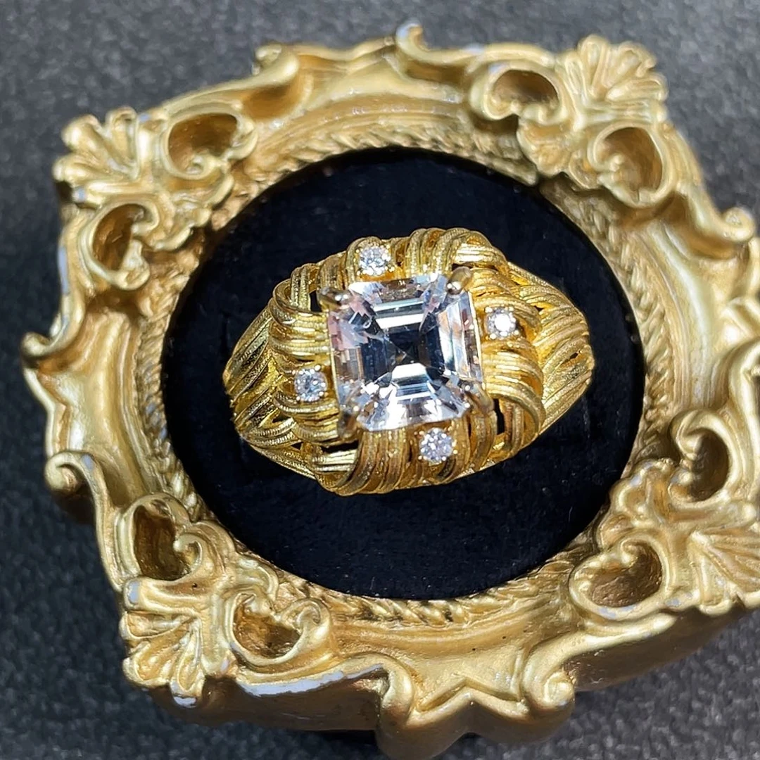 赛黄晶银S925镀金镶嵌戒指