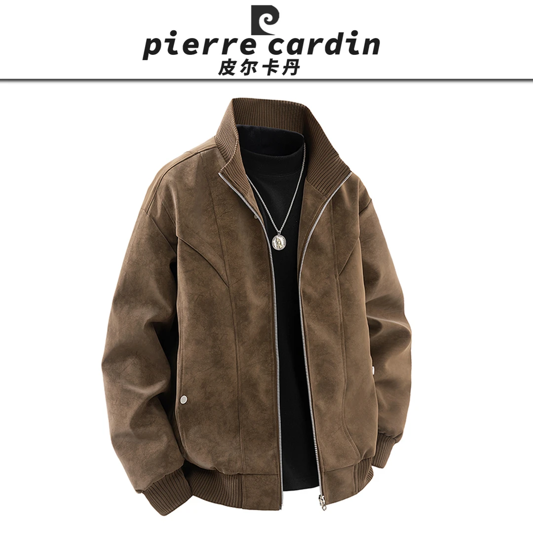 皮尔卡丹【官方】大码休闲夹克春秋时尚灯芯绒纯色外套加大潮流男装