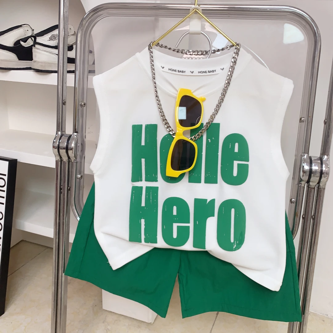 儿童夏款帅气背心套装男童韩系休闲无袖背心短裤两件套潮童套装