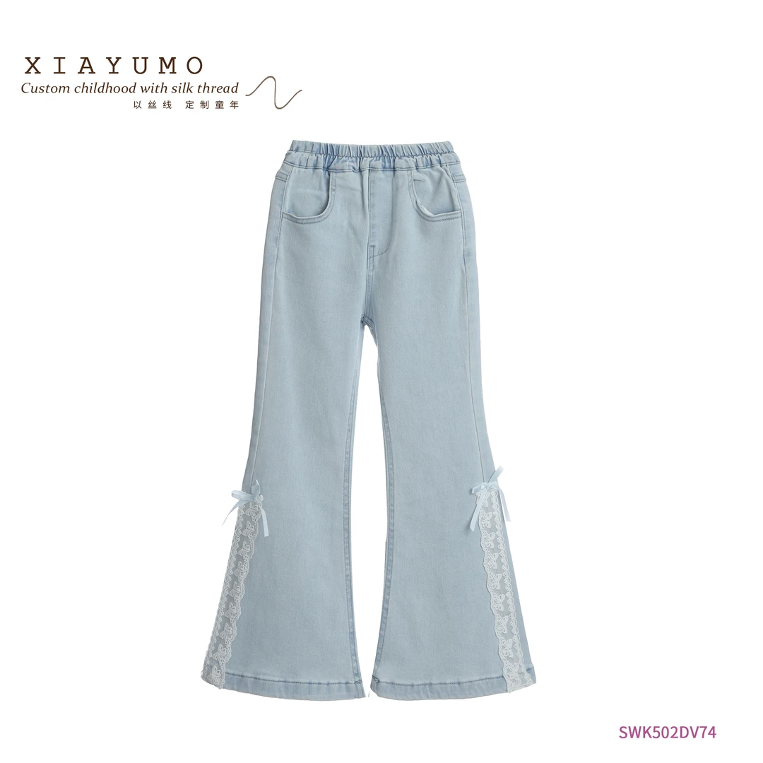 夏羽墨女童夏季新款蓝色气质休闲百搭牛仔长裤韩版洋气时尚裤子