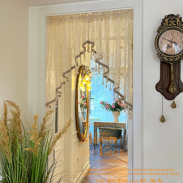 【高定刺绣】重工吊珠创意门帘纱帘氛围感免打孔半截拱形帘三角帘