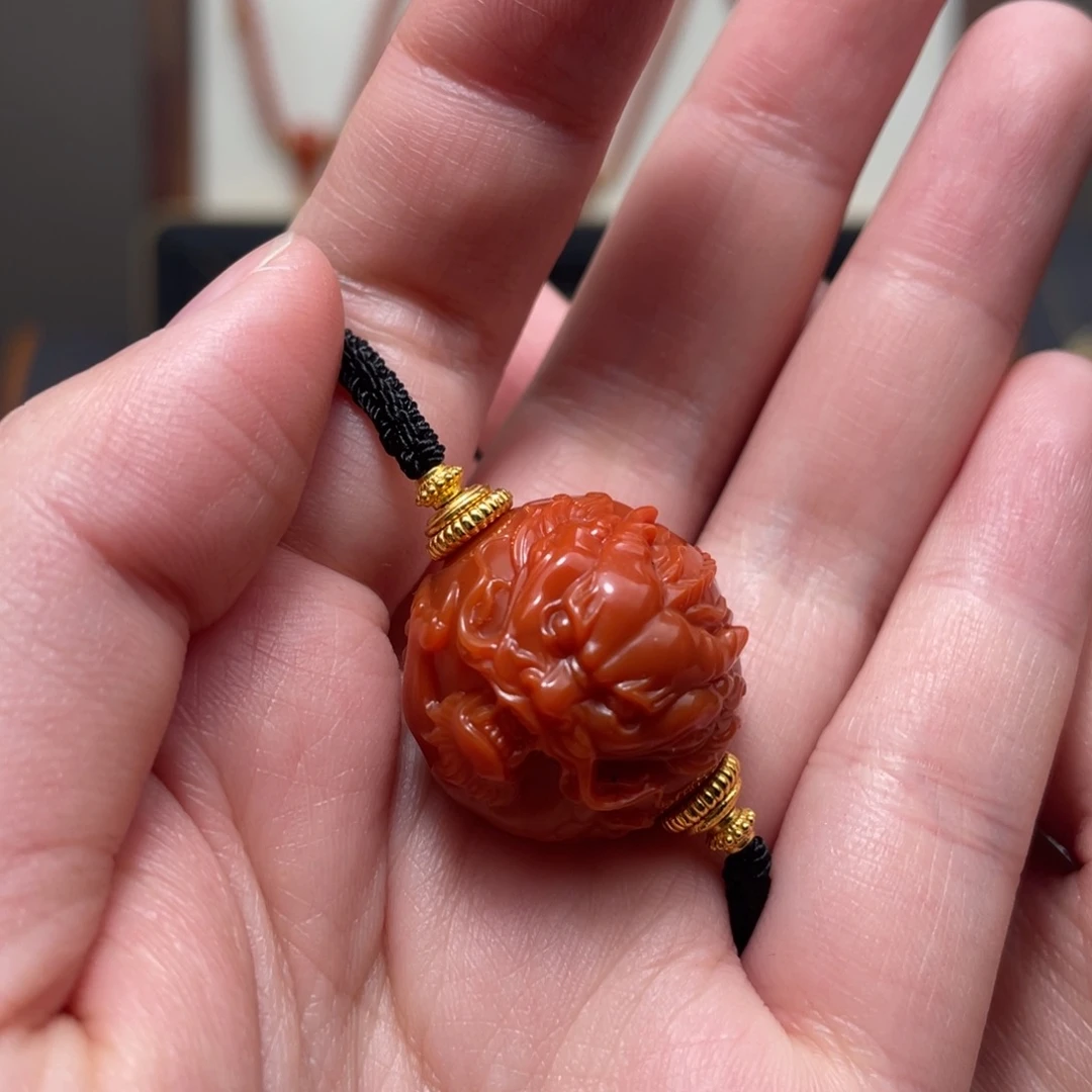 南红玛瑙18K金镶嵌配饰