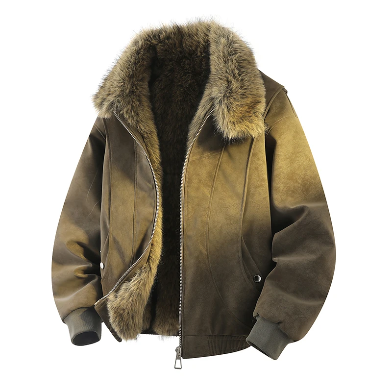 唐团【座山雕】休闲复古皮夹克男女宽松加厚保暖秋冬防风加绒潮流